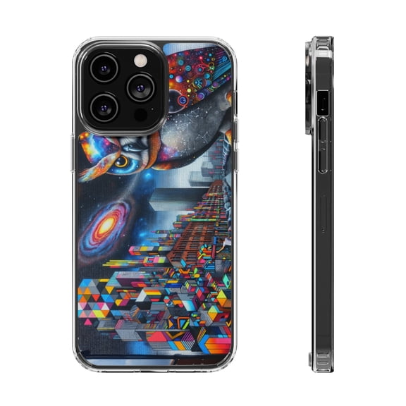 DistinctInk Clear Hybrid Case for Apple iPhone 14 Pro Max (6.7" Screen) - Spectrum of Dreams: Vibrant Street Art Masterpiece - Lightweight Grip