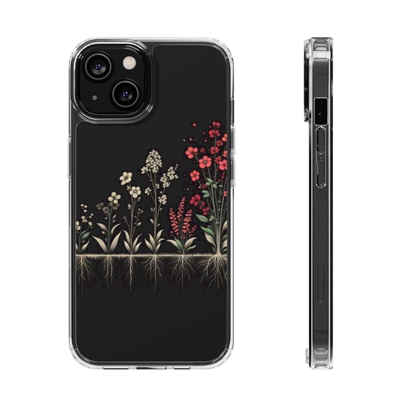 DistinctInk Clear Hybrid Case for Apple iPhone 12 (6.1" Screen) - Blooming Beauty: A Delicate Spring Symphony - Raised Bezel Screen Guard