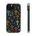 thumbnail image 1 of DistinctInk Clear Hybrid Case for Apple iPhone 12 (6.1" Screen) - Organic Art: Vibrant Minimal Christian Crosses - Raised Bezel Screen Guard, 1 of 8