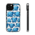 thumbnail image 1 of DistinctInk Hybrid (Acrylic / TPU) Clear Slim Fit Case for Apple iPhone 12 MINI (5.4" Screen) - "Whimsical Blue Elephant Medley Pattern", 1 of 8