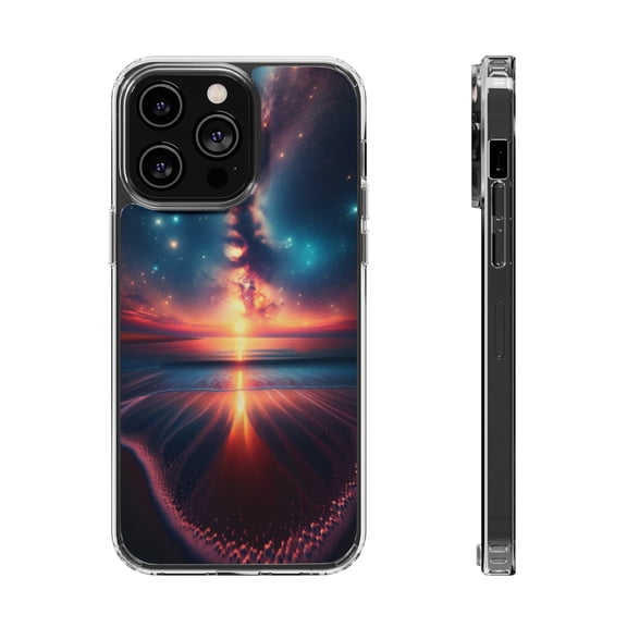 DistinctInk Clear Hybrid Case for Apple iPhone 12 Pro (6.1" Screen) - Captivating Harmony: A Celestial Ballet - Raised Bezel Screen Guard