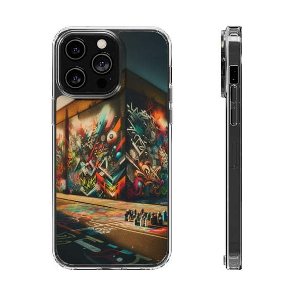 DistinctInk Hybrid (Acrylic / TPU) Clear Slim Fit Case for Apple iPhone 12 Pro (6.1" Screen) - "Vibrant Expressions: A Burst of Colorful Street Art"