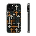 thumbnail image 1 of DistinctInk Hybrid (Acrylic / TPU) Clear Slim Fit Case for Apple iPhone 12 Pro MAX (6.7" Screen) - "Bold and Minimal: Bright Cross Pattern", 1 of 8