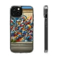 thumbnail image 1 of DistinctInk Hybrid (Acrylic / TPU) Clear Slim Fit Case for Apple iPhone 13 (6.1" Screen) - "Colorful Streets: A Vibrant Expression of Urban Art", 1 of 8