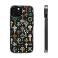 thumbnail image 1 of DistinctInk Hybrid (Acrylic / TPU) Clear Slim Fit Case for Apple iPhone 13 (6.1" Screen) - Contrasting Christian Crosses in Repetition, 1 of 8