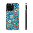 thumbnail image 1 of DistinctInk Clear Hybrid Case for Apple iPhone 13 Pro (6.1" Screen) - Cartoon Flower Fiesta: A Vibrant Spring Pattern - Raised Bezel Screen Guard, 1 of 8