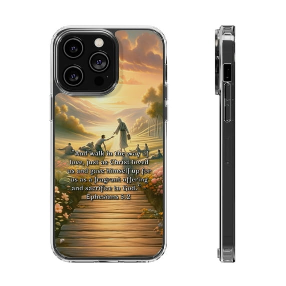 DistinctInk Clear Hybrid Case for Apple iPhone 13 Pro (6.1" Screen) - The Way of Love Defined - Raised Bezel Screen Guard