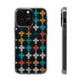 thumbnail image 1 of DistinctInk Hybrid (Acrylic / TPU) Clear Slim Fit Case for Apple iPhone 13 Pro (6.1" Screen) - "Vibrant Alternating Christian Crosses Pattern", 1 of 8