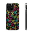 thumbnail image 1 of DistinctInk Clear Hybrid Case for Apple iPhone 14 Plus (6.7" Screen) - Luminous Harmony: Cartoon-like Peace Sign Pattern - Shockproof Protection, 1 of 8