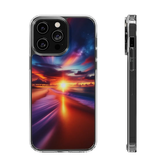 DistinctInk Hybrid (Acrylic / TPU) Clear Slim Fit Case for Apple iPhone 14 PLUS (6.7" Screen) - "Tranquil Dusk: A Captured Movement"