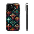 thumbnail image 1 of DistinctInk Clear Hybrid Case for Apple iPhone 14 Plus (6.7" Screen) - Vibrant Christian Crosses: Bold Contrast Patterns - Raised Bezel Screen Guard, 1 of 8