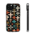 thumbnail image 1 of DistinctInk Clear Hybrid Case for Apple iPhone 15 (6.1" Screen) - Vibrant Crosses: Bold to Thin - Wireless Charging Compatible, 1 of 8