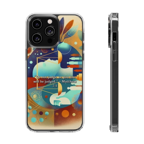 DistinctInk Clear Hybrid Case for Apple iPhone 15 Plus (6.7" Screen) - Do Not Judge, Be Judgement-Free - Raised Bezel Screen Guard