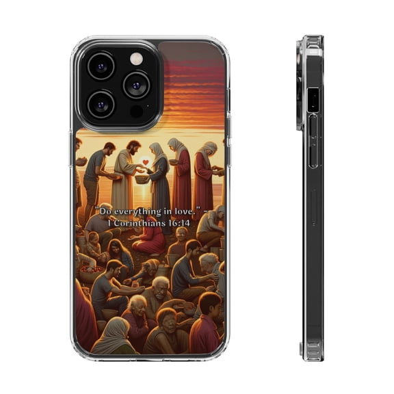 DistinctInk Clear Hybrid Case for Apple iPhone 15 Pro (6.1" Screen) - Do Everything in Love - Wireless Charging Compatible