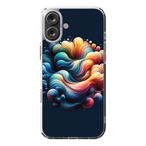 DistinctInk MagSafe Clear Case for Apple iPhone 16 Plus (6.7" Screen) - Abstract Harmonic Waves Wallpaper - Wireless Charging Compatible