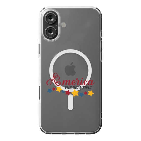 DistinctInk MagSafe Clear Case for Apple iPhone 16 Plus (6.7" Screen) - America the Beautiful Stars - Shockproof Protection