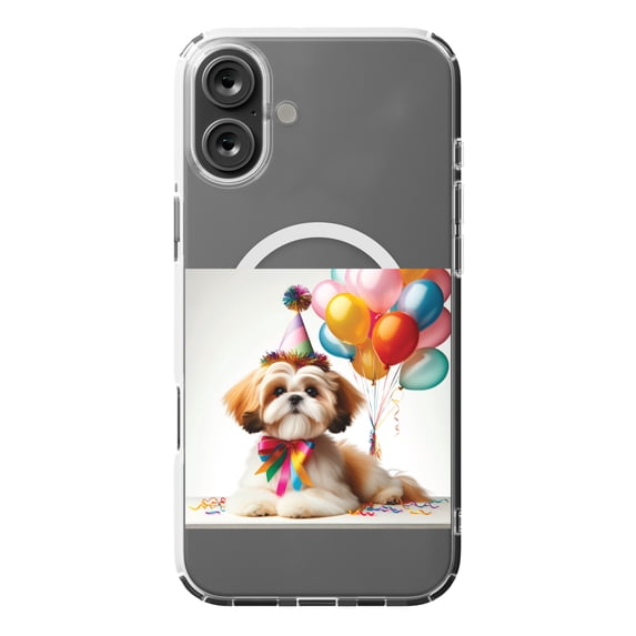 DistinctInk MagSafe Clear Case for Apple iPhone 16 Plus (6.7" Screen) - Birthday Shih Tzu - Lightweight Grip