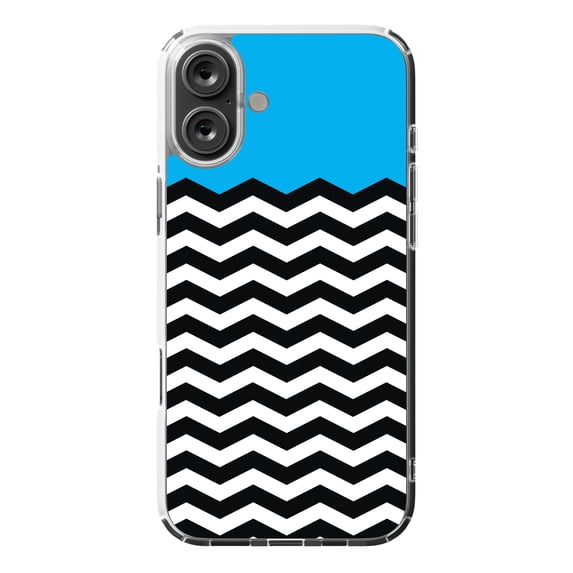 DistinctInk MagSafe Clear Case for Apple iPhone 16 Plus (6.7" Screen) - Black & White Chevron Stripes Pattern - Shockproof Protection
