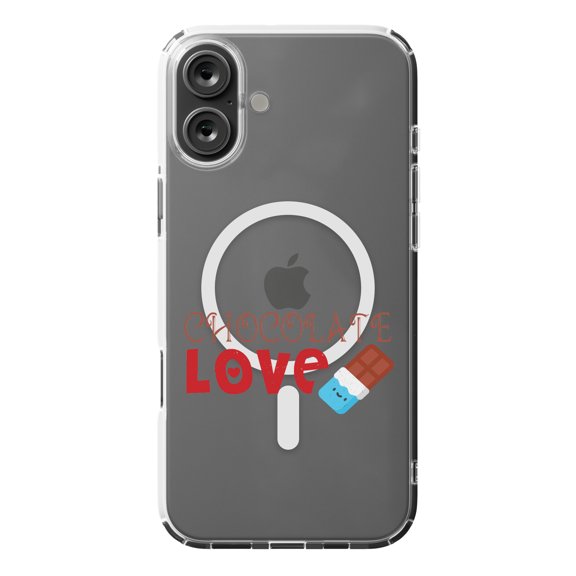 DistinctInk MagSafe Clear Case for Apple iPhone 16 Plus (6.7" Screen) - Chocolate Love - Tempered Glass Back