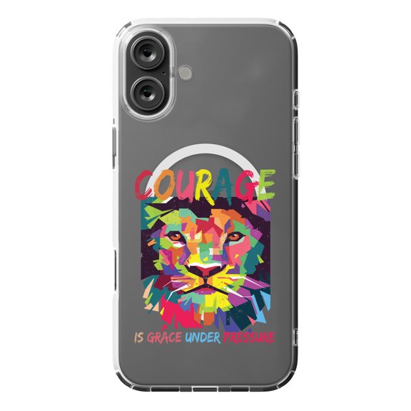 DistinctInk Hybrid Case for iPhone 16 PLUS - Slim, Durable, Compatible with MagSafe Charging - Courage Grace Under Pressure