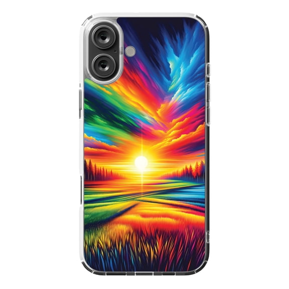 DistinctInk MagSafe Clear Case for Apple iPhone 16 Plus (6.7" Screen) - Dawning Spectrum Canvas Print - Raised Bezel Screen Guard