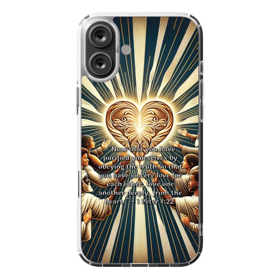 DistinctInk MagSafe Clear Case for Apple iPhone 16 Plus (6.7" Screen) - Deeply Loving One Another: 1 Peter 1:22 - Lightweight Grip
