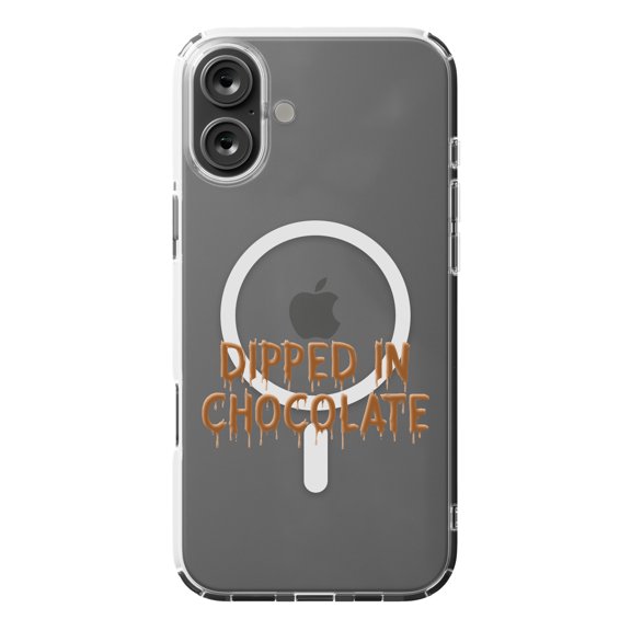 DistinctInk MagSafe Clear Case for Apple iPhone 16 Plus (6.7" Screen) - Dipped in Chocolate - Shockproof Protection