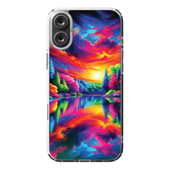 DistinctInk Hybrid Case for iPhone 16 PLUS - Slim, Durable, Compatible with MagSafe Charging - Electrifying Prism Forest Tapestry