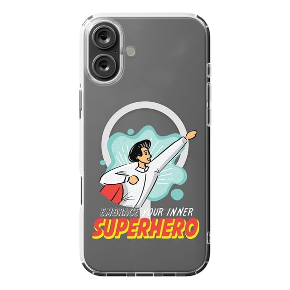 DistinctInk MagSafe Clear Case for Apple iPhone 16 Plus (6.7" Screen) - Embrace Your Inner Superhero - Wireless Charging Compatible
