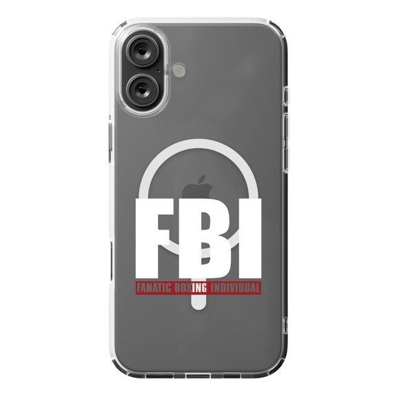 DistinctInk MagSafe Clear Case for Apple iPhone 16 Plus (6.7" Screen) - FBI Fanatic Boxing Individual - Tempered Glass Back