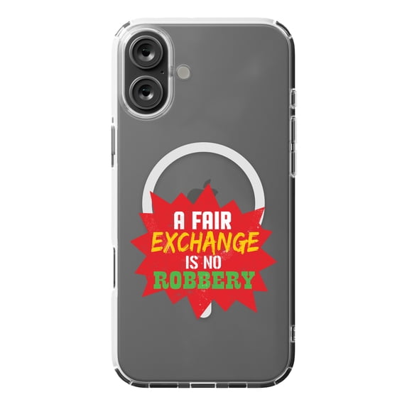DistinctInk MagSafe Clear Case for Apple iPhone 16 Plus (6.7" Screen) - Fair Excahnge No Robbery - Raised Bezel Screen Guard