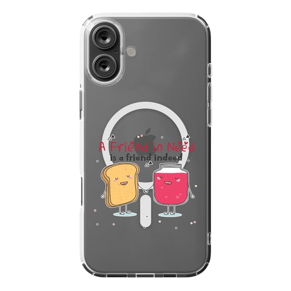 DistinctInk MagSafe Clear Case for Apple iPhone 16 Plus (6.7" Screen) - Friend In Need Friend Indeed - Raised Bezel Screen Guard