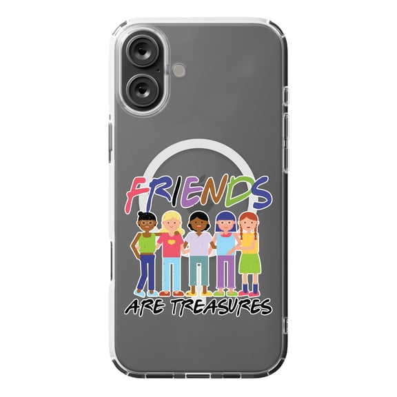 DistinctInk MagSafe Clear Case for Apple iPhone 16 Plus (6.7" Screen) - Friends Are Treasures - Slim Profile Design
