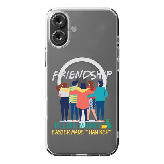 DistinctInk Hybrid Case for iPhone 16 PLUS - Slim, Durable, Compatible with MagSafe Charging - Friends Like Money