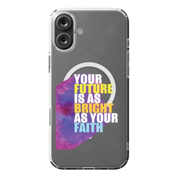DistinctInk MagSafe Clear Case for Apple iPhone 16 Plus (6.7" Screen) - Future Bright As Faith - Tempered Glass Back