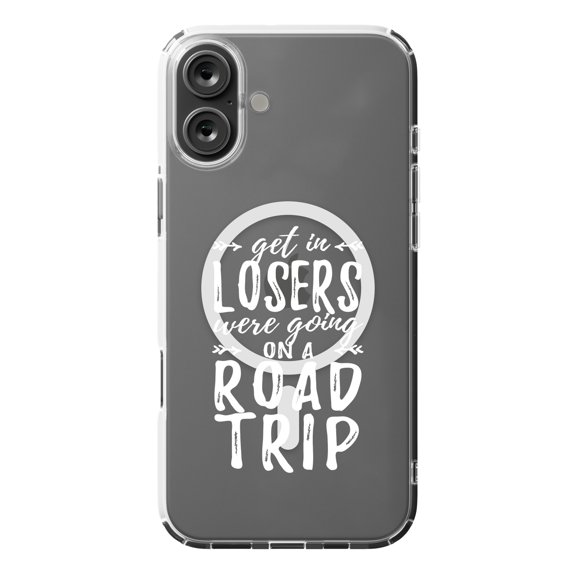 DistinctInk Hybrid Case for iPhone 16 PLUS - Slim, Durable, Compatible with MagSafe Charging - Get In Losers, We're Going on a Road Trip