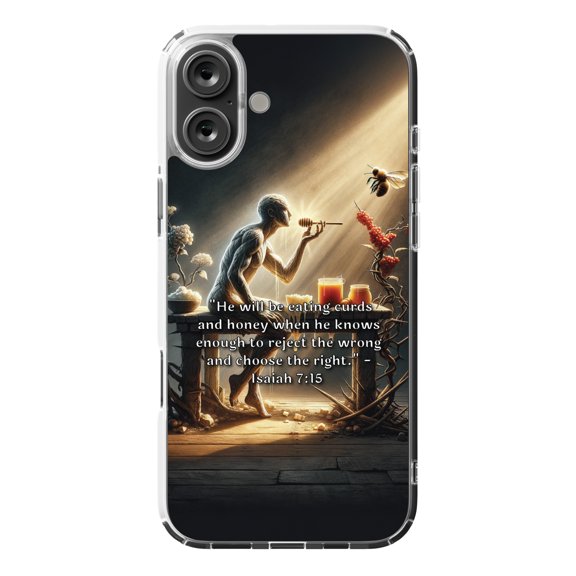 DistinctInk MagSafe Clear Case for Apple iPhone 16 Plus (6.7" Screen) - He Will Eat Curds and Honey: Isaiah 7:15 Explained - Raised Bezel Screen Guard