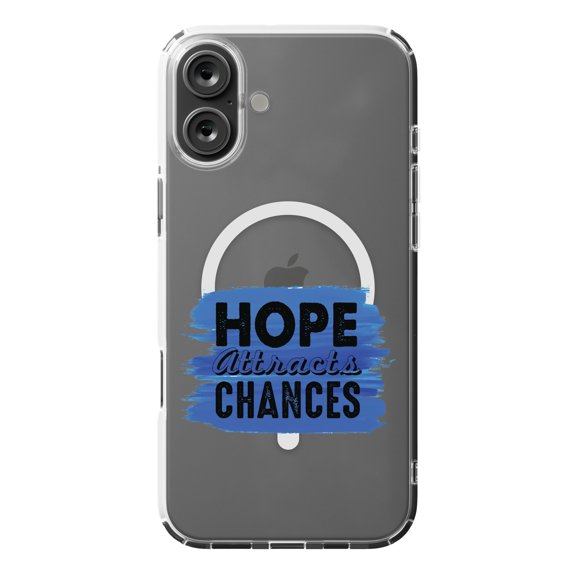 DistinctInk MagSafe Clear Case for Apple iPhone 16 Plus (6.7" Screen) - Hope Attracts Chances - Wireless Charging Compatible