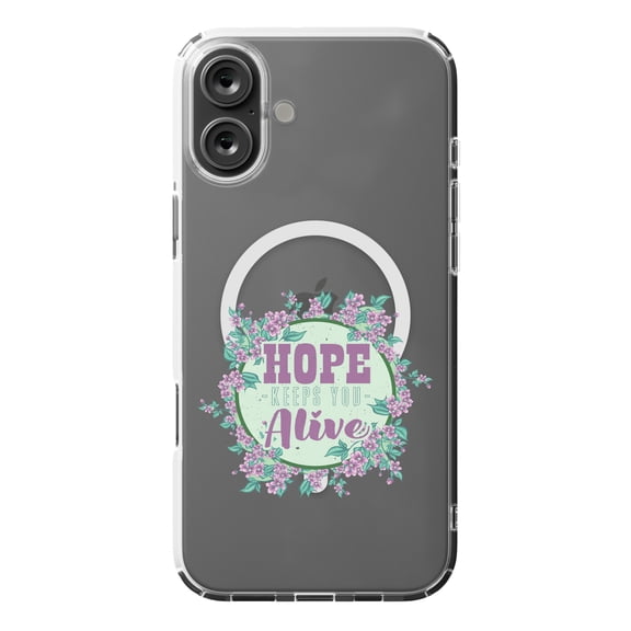 DistinctInk MagSafe Clear Case for Apple iPhone 16 Plus (6.7" Screen) - Hope Keeps You Alive - Tempered Glass Back