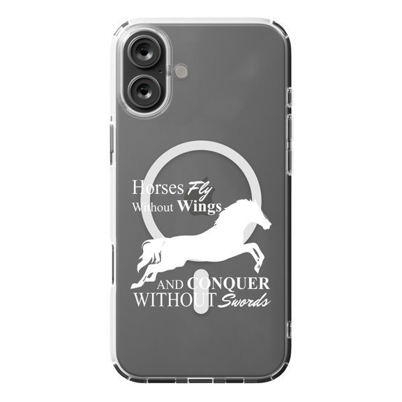 DistinctInk Hybrid Case for iPhone 16 PLUS - Slim, Durable, Compatible with MagSafe Charging - Horses Fly Without Wings