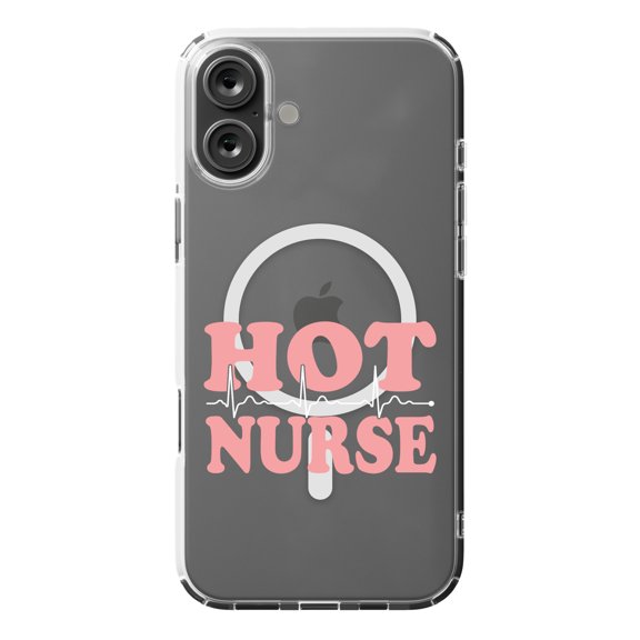 DistinctInk MagSafe Clear Case for Apple iPhone 16 Plus (6.7" Screen) - Hot Nurse - Slim Profile Design