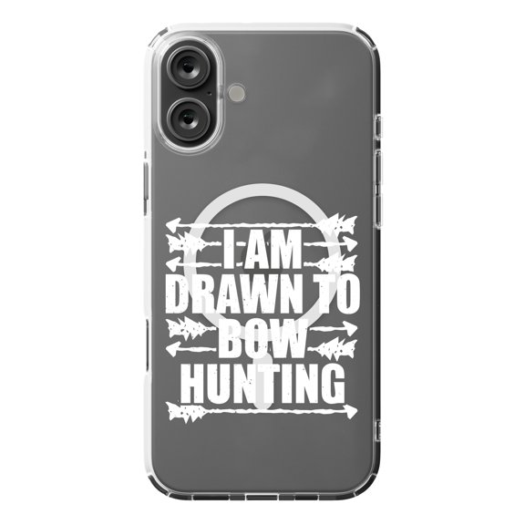 DistinctInk MagSafe Clear Case for Apple iPhone 16 Plus (6.7" Screen) - I Am Drawn to Bow Hunting - Raised Bezel Screen Guard