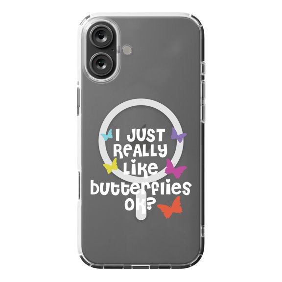 DistinctInk MagSafe Clear Case for Apple iPhone 16 Plus (6.7" Screen) - I Just Really Like Butterflies - Lightweight Grip