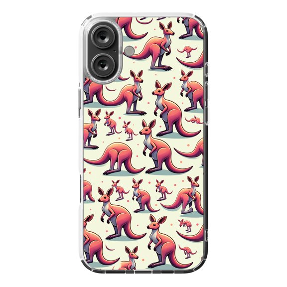 DistinctInk MagSafe Clear Case for Apple iPhone 16 Plus (6.7" Screen) - Jumping Joy: A Playful Kangaroo Pattern - Slim Profile Design