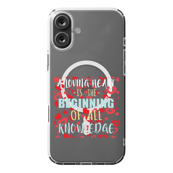 DistinctInk Hybrid Case for iPhone 16 PLUS - Slim, Durable, Compatible with MagSafe Charging - Loving Heart Beginning Of Knowledge