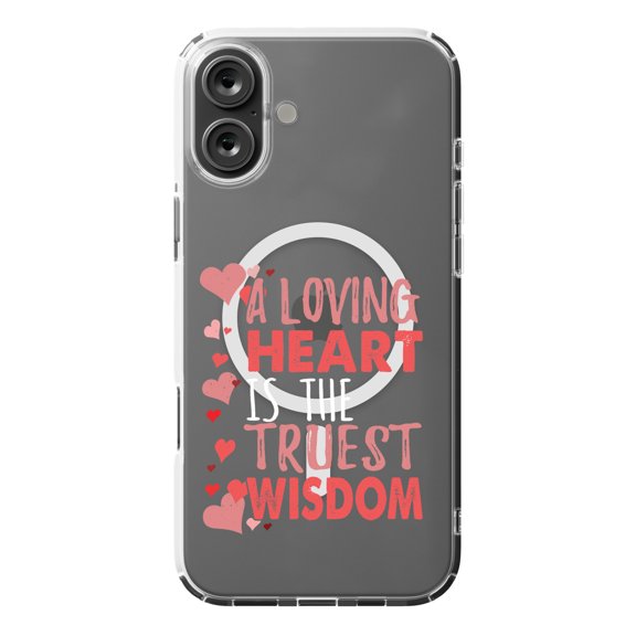 DistinctInk Hybrid Case for iPhone 16 PLUS - Slim, Durable, Compatible with MagSafe Charging - Loving Heart Truest Wisdom