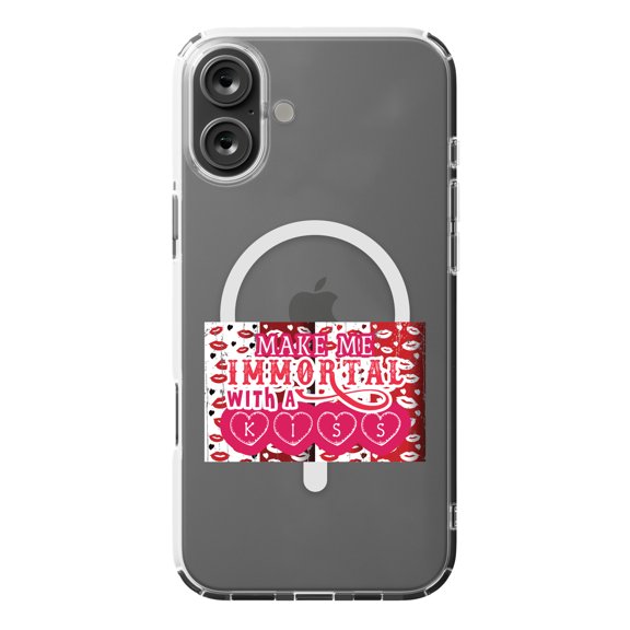 DistinctInk MagSafe Clear Case for Apple iPhone 16 Plus (6.7" Screen) - Make Me Immortal With Kiss - Shockproof Protection