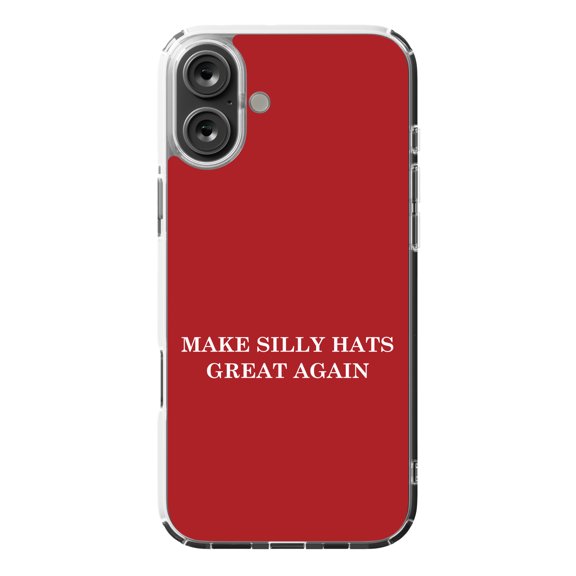 DistinctInk MagSafe Clear Case for Apple iPhone 16 Plus (6.7" Screen) - Make Silly Hats Great Again - Tempered Glass Back