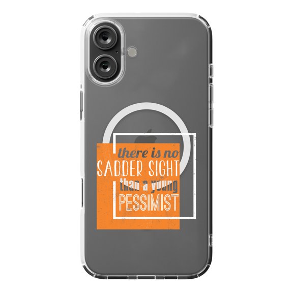 DistinctInk Hybrid Case for iPhone 16 PLUS - Slim, Durable, Compatible with MagSafe Charging - No Sadder Sight Than Young Pessimist