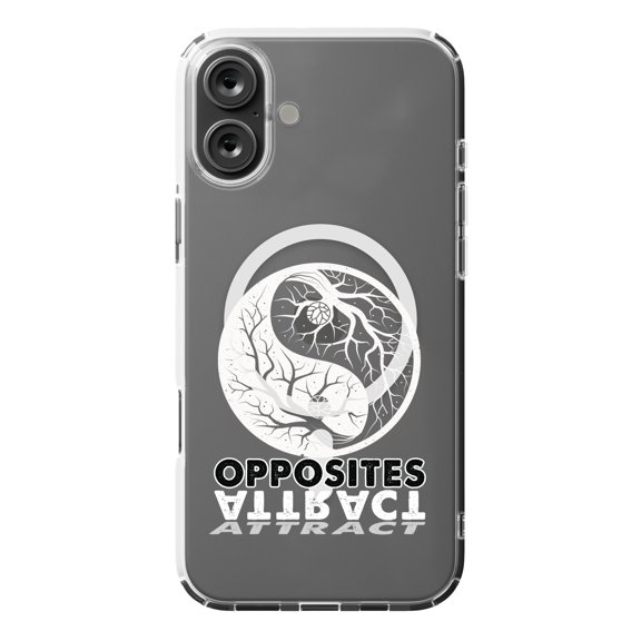 DistinctInk Hybrid Case for iPhone 16 PLUS - Slim, Durable, Compatible with MagSafe Charging - Opposites Attract